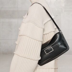 Zara black leather shoulder bag